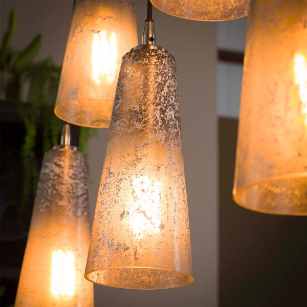 Hanglamp 7L Glazen Kegels 6 Hanglamp 7L Glazen Kegels - Afbeelding 4