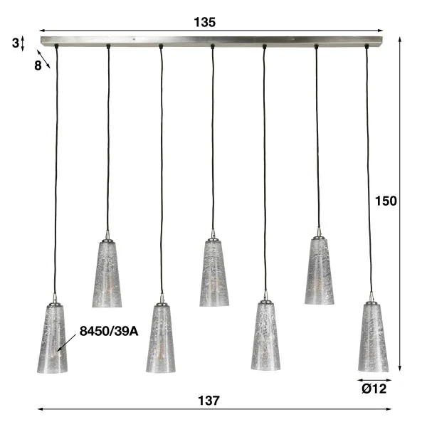 Hanglamp 7L Glazen Kegels 8 Hanglamp 7L Glazen Kegels - Afbeelding 6