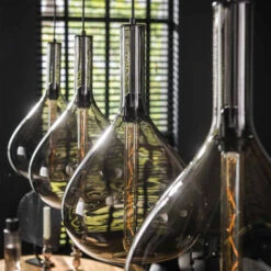 Hanglamp Glas Druppels -Meubelverkoop hanglamp glas druppels drop smoke glass santa 03