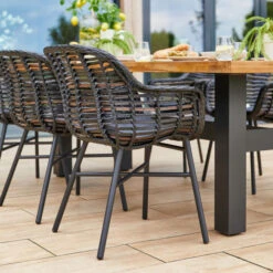 Wicker Tuintstoel Armleunigen -Meubelverkoop hartman cecilia wicker tuintstoel zwart 08 1