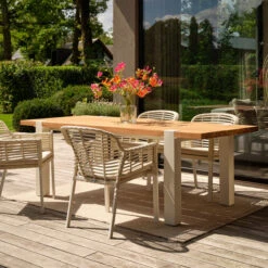 Robuuste Tuintafel Teak Met Wit