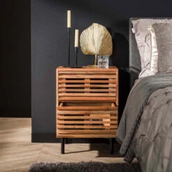 Houten Nachtkastje Met Latten -Meubelverkoop houten nachtkastje met latten slide giani 03
