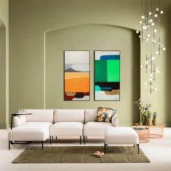 Schilderij Groene Tinten -Meubelverkoop kare design abstract shapes green schilderij groene tinten 03