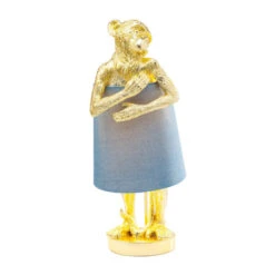 Gouden Aap Lamp Met Blauwe Kap