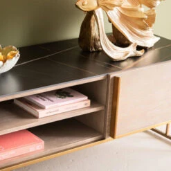 Tv-meubel Marmer, Hout En Koper -Meubelverkoop kare design cesaro tv meubel marmer hout en koper 12