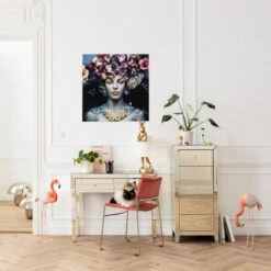 Glas Portret 10 Glas Portret -Meubelverkoop kare design flower art lady glas portret 03