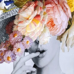 Portret Met Bloemen -Meubelverkoop kare design flower lady pastel portret met bloemen 05