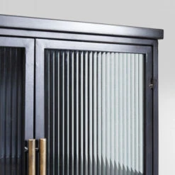 Wandkast Zwart Met Ribbelglas -Meubelverkoop kare design gomera wandkast zwart met koper 04