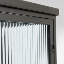 Zwarte Wandkast Met Geribbeld Glas -Meubelverkoop kare design gomera zwarte wandkast met koper 04