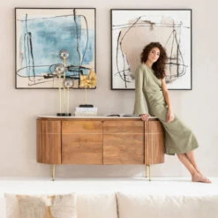 Dressoir Mangohout En Marmer