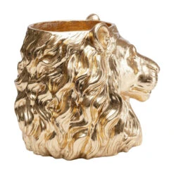 Leeuwenkop Plantenbak Goud -Meubelverkoop kare design lion gold leeuwenkop plantenbak goud 05