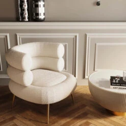 Ronde Fauteuil Boucle Wit