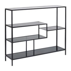 Laag Wandrek Staal Met Glas 16 Laag Wandrek Staal Met Glas -Meubelverkoop kare design loft laag wandrek staal met glas 03 1