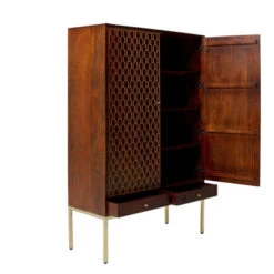 Kledingkast Mangohout Messing -Meubelverkoop kare design muskat kledingkast mangohout messing 03