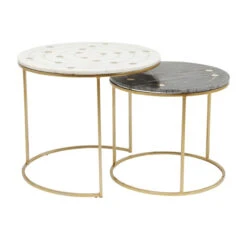 Bijzettafelset Messing Marmer 20 Bijzettafelset Messing Marmer -Meubelverkoop kare design mystic bijzettafelset messing marmer 83447 001