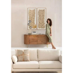 Schilderij Beige 50x150 Cm -Meubelverkoop kare design native spirals schilderij beige 50x150 cm 03