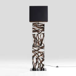 Zwarte Vloerlamp Met Hout -Meubelverkoop kare design nature wave zwarte vloerlamp met hout 03