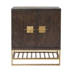 Luxe Wijnkast Donker Hout En Goud