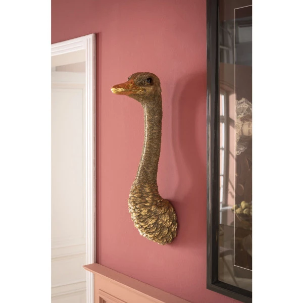 Wanddeco Struisvogel Goud 6 Wanddeco Struisvogel Goud - Afbeelding 4