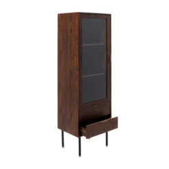 Smalle Vitrinekast Sheeshamhout -Meubelverkoop kare design ravello smalle vitrinekast sheeshamhout 05