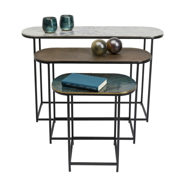 Ovale Sidetable-set Metaal 4 Ovale Sidetable-set Metaal - Afbeelding 2