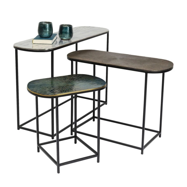 Ovale Sidetable-set Metaal 3 Ovale Sidetable-set Metaal