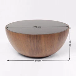Ronde Bol Salontafel Walnoot 13 Ronde Bol Salontafel Walnoot -Meubelverkoop kare design tear drops walnut ronde salontafel walnoot 06