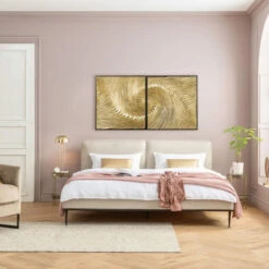 Gouden Wandpaneel Set -Meubelverkoop kare design wave gold gouden wandpaneel set 03