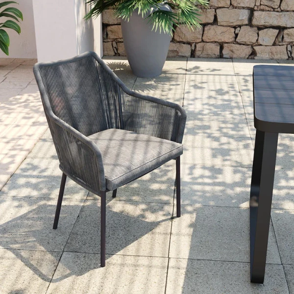 Grijze Tuinstoel Met Armleuning 4 Grijze Tuinstoel Met Armleuning - Afbeelding 2
