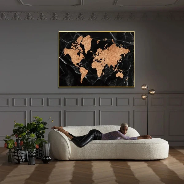 Schilderij Wereldkaart Goud 5 Schilderij Wereldkaart Goud - Afbeelding 3