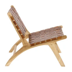 Houten Fauteuil Met Leer -Meubelverkoop kave home calixta houten fauteuil met leer 02