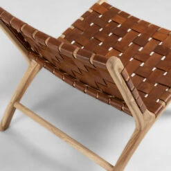 Houten Fauteuil Met Leer -Meubelverkoop kave home calixta houten fauteuil met leer 04