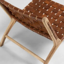 Houten Fauteuil Met Leer -Meubelverkoop kave home calixta houten fauteuil met leer 06