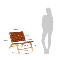 Houten Fauteuil Met Leer -Meubelverkoop kave home calixta houten fauteuil met leer 09