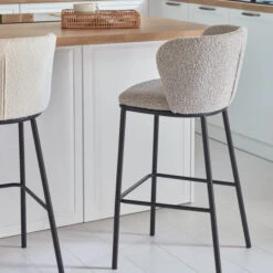 Boucle Barkruk Met Ronde Rug -Meubelverkoop kave home ciselia boucle barkruk met ronde rug 01