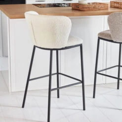 Boucle Barkruk Met Ronde Rug -Meubelverkoop kave home ciselia boucle barkruk met ronde rug 05