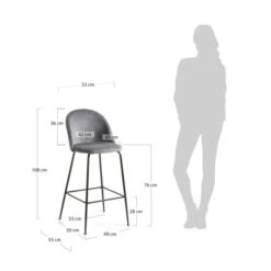 Fluwelen Design Barstoel -Meubelverkoop kave home ivonne fluwelen design barstoel grijs 06 1