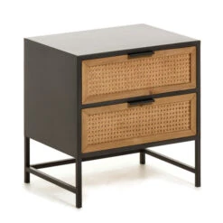 Zwart Nachtkastje Met Webbing 14 Zwart Nachtkastje Met Webbing -Meubelverkoop kave home kyoko zwart nachtkastje met webbing 01