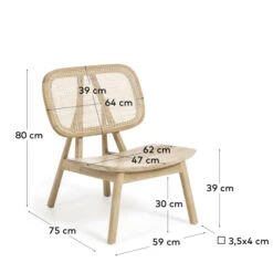 Teak Design Fauteuil Met Rotan -Meubelverkoop kave home nadra bohemian lounge stoel teak 04