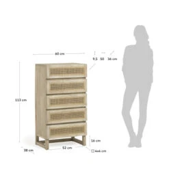 Rotan Webbing Smalle Ladekast -Meubelverkoop kave home rexit rotan webbing smalle ladekast 07