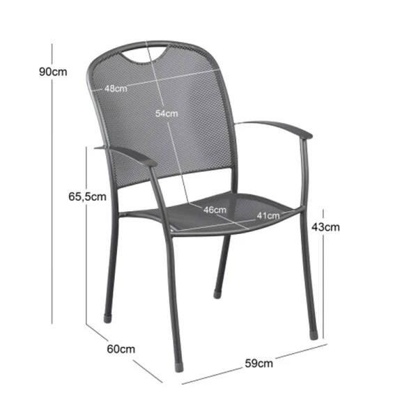 Kettler Stalen Stapelbare Tuinstoel 4 Kettler Stalen Stapelbare Tuinstoel - Afbeelding 2