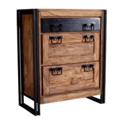 Schoenenkast Met Zwart Metalen Handgrepen -Meubelverkoop lavis havel ladenkast met zwart metalen handgrepen 03