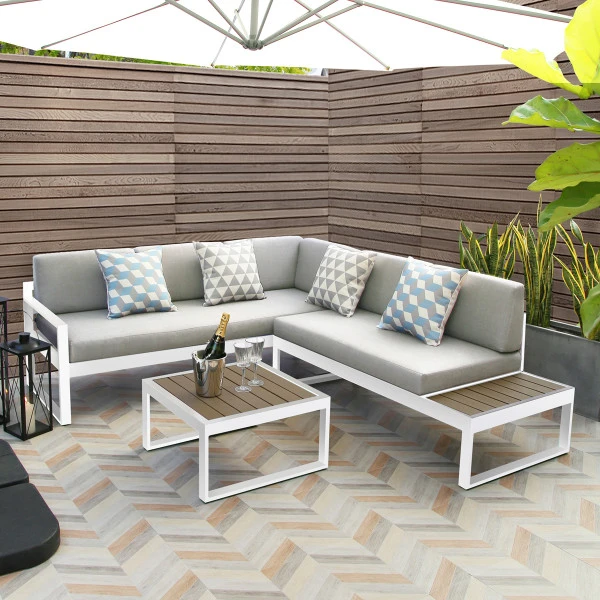 Loungebank Tuin Aluminium Wit 3 Loungebank Tuin Aluminium Wit