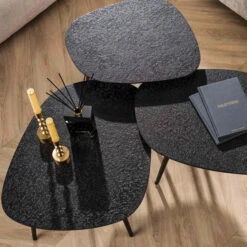 Metallic Antraciet Salontafel Set Organisch -Meubelverkoop metallic antraciet salontafel set organisch iron giani 04
