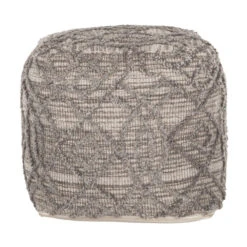 Vierkante Poef Grijs Wol -Meubelverkoop must living angel vierkante poef grijs wol 02