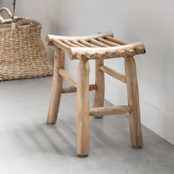 Krukje Van Massief Teak Hout 4 Krukje Van Massief Teak Hout - Afbeelding 2