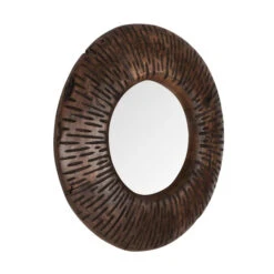 Ronde Spiegel Donker Teak -Meubelverkoop must living cosmos ronde spiegel van teakhout 01