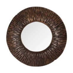 Ronde Spiegel Donker Teak -Meubelverkoop must living cosmos ronde spiegel van teakhout 02