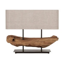 Brede Tafellamp Teak Hout