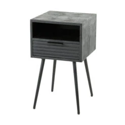 Nachtkastje Zwart Mangohout -Meubelverkoop nachtkastje zwart mangohout marina giani 05